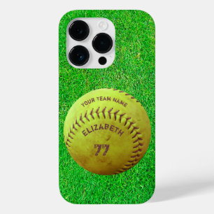 ソフトボール汚れ名チーム番号ボール Case-Mate iPhone 14 PROケース