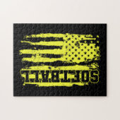 ソフトボール米国国旗のソフトボール選手 ジグソーパズル (横)