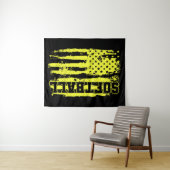 ソフトボール米国国旗のソフトボール選手 タペストリー (インサイチュ(横))