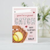 ソフトボール素晴らしクラスルームのValentines Day Cardをキャッチ 招待状 (スタンド正面)