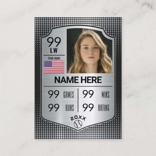ソフトボール統計シールドカードソフトボール取引カード コーリングカード (正面)