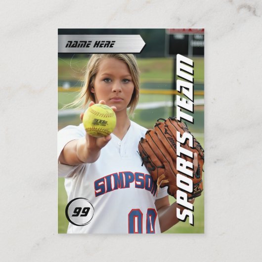 ソフトボール統計シールドカードソフトボール取引カード コーリングカード (裏面)