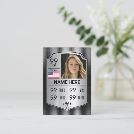 ソフトボール統計シールドカードソフトボール取引カード コーリングカード (スタンド正面)