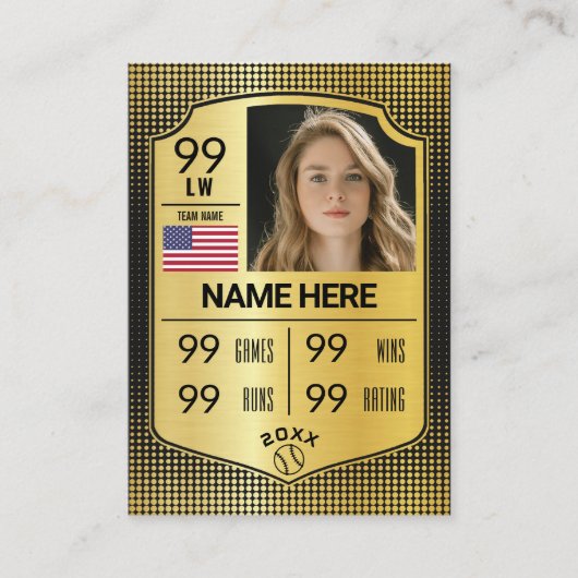 ソフトボール統計シールドカードソフトボール取引カード コーリングカード (正面)