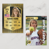 ソフトボール統計シールドカードソフトボール取引カード コーリングカード (正面/裏面)