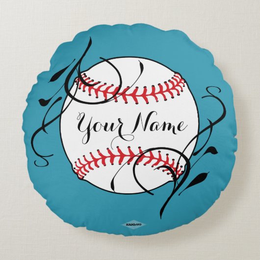 ソフトボール装飾用クッション- HAMbyWG – アクア ラウンドクッション (正面)