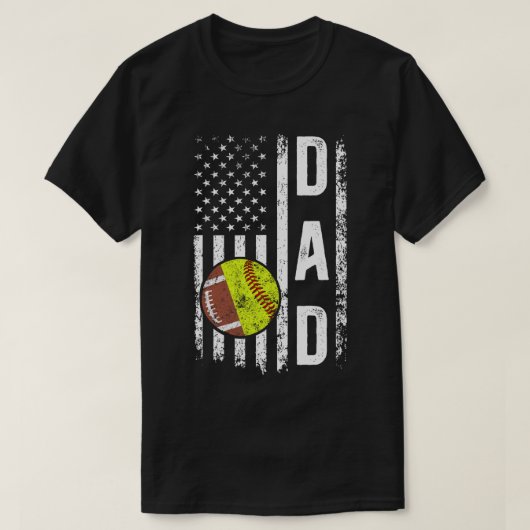 ソフトボール親父アメリカ国旗ソフトボール親父 Tシャツ (デザイン正面)