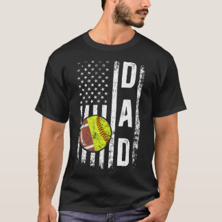 ソフトボール親父アメリカ国旗ソフトボール親父 Tシャツ