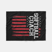 ソフトボール誇りを持ったコーチアメリカ国旗Usaパトリオットパット フリースブランケット (正面(横))