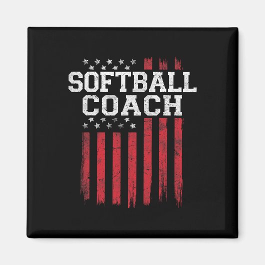 ソフトボール誇りを持ったコーチアメリカ国旗Usaパトリオットパット マグネット (正面)