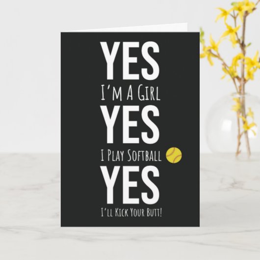 ソフトボール誕生日カードスポーツアスリート運動競技 カード (黄色い花)