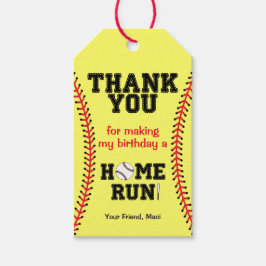 ソフトボール誕生日パーティーありがとう ギフトタグ