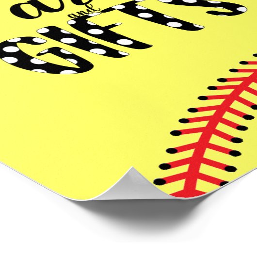 ソフトボール誕生日パーティーテーマカードとギフトサイン ポスター (角)