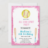 ソフトボール誕生日招待状 招待状 (正面)