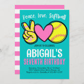 ソフトボール誕生日招待状 招待状 (正面/裏面)