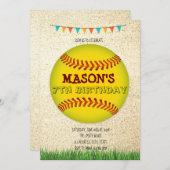 ソフトボール誕生日招待状 招待状 (正面/裏面)