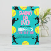 ソフトボール誕生日招待状 招待状 (スタンド正面)