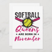 ソフトボール誕生日11月女性女子 シーズンカード (正面/裏面)