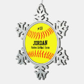 ソフトボール選手のチーム名チームのスノーフレーク スノーフレークピューターオーナメント (右)