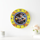 ソフトボール選手のフォトソフトボール時計、ブルー ラージ壁時計 (ホーム)