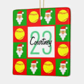 ソフトボール選手の名前と番号のカスタムクリスマス セラミックオーナメント (左)