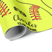 ソフトボール選手の名前をカスタムする番号とチーム ラッピングペーパー (ロールコーナー)