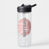 ソフトボール選手の名前ジャージ番号ガーリーピンク ウォーターボトル (左面)