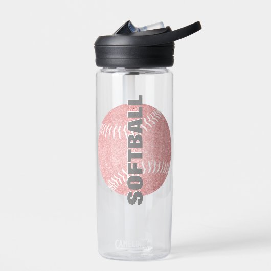 ソフトボール選手の名前ジャージ番号ガーリーピンク ウォーターボトル (左面)