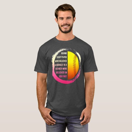 ソフトボール選手の娘の父親のパパ 信じ Tシャツ (正面フル)