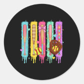 ソフトボール選手アイスクリームソフトボールのドリップ ラウンドシール (正面)