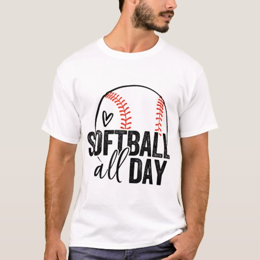 ソフトボール選手ガールズメンズソフトボール愛好家 Tシャツ (正面)