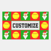 ソフトボール選手クリスマスサンタ名前をカスタムする/文字 長方形シール (正面)