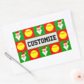 ソフトボール選手クリスマスサンタ名前をカスタムする/文字 長方形シール (封筒)