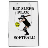 ソフトボール選手コーチスポーツパーティー ミディアムペーパーバッグ (正面)