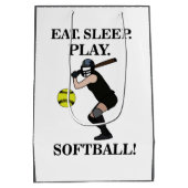 ソフトボール選手コーチスポーツパーティー ミディアムペーパーバッグ (裏面)