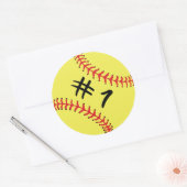 ソフトボール選手バックNo Number 1 #1ボールスポーツスティ ラウンドシール (封筒)