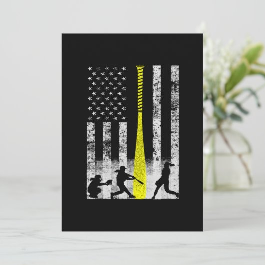 ソフトボール選手付きのソフトボールフラグ サンキューカード (スタンド正面)