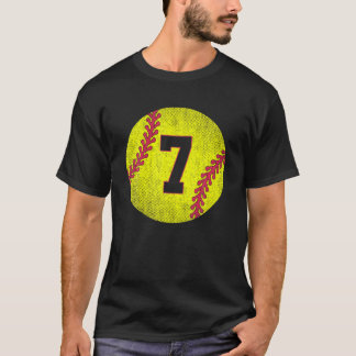 ソフトボール選手第7誕生日ソフトボールジャージー7年 Tシャツ