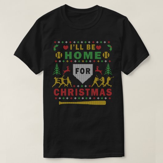ソフトボール醜いクリスマスパーティーセーターデジタルアート Tシャツ (デザイン正面)
