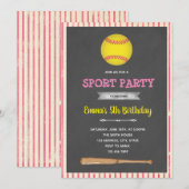 ソフトボール野球テーマパーティーの招待状 招待状 (正面/裏面)