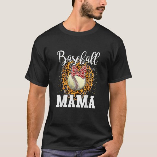 ソフトボール野球ママヒョウteeballママ母' tシャツ (正面)