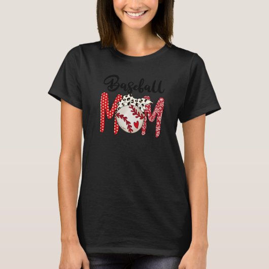 ソフトボール野球ママleopardママ女性母 tシャツ (正面)
