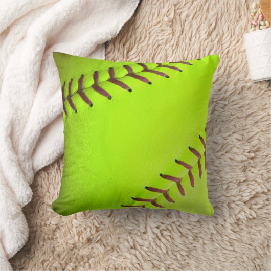 ソフトボール黄色く速いピッチ8Uの投球のソファの枕 クッション (ブランケット)