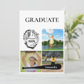 ソフトボール3フォトコラージホワイト卒業 案内状 (スタンド正面)