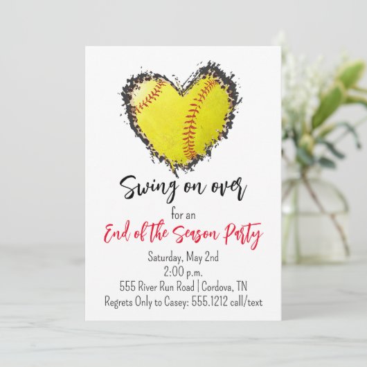 ソフトボール シーズン終了パーティー招待状 招待状 (スタンド正面)