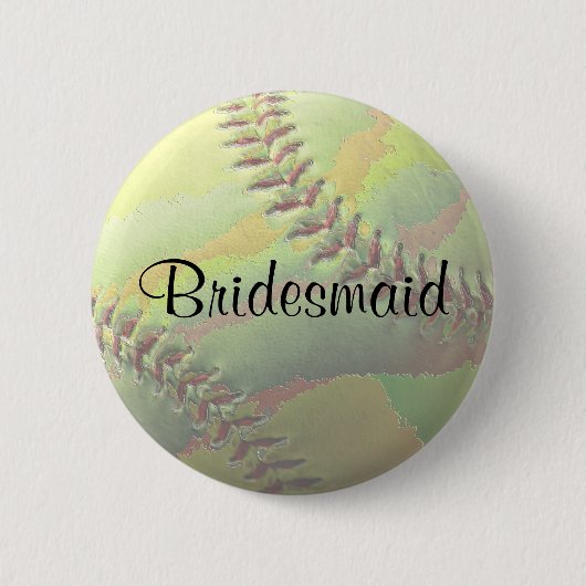 ソフトボール·スポーツ結婚のテーマ結婚式 缶バッジ (正面)