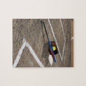 ソフトボール、ソフトボール手袋およびホームこうもりプレート ジグソーパズル (横)