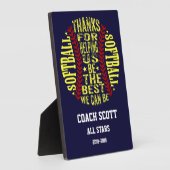 ソフトボール・ベスト・コーチ賞の引退 フォトプラーク (側面)