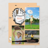 ソフトボール/野球3フォトコラージピーチ 案内状 (正面/裏面)