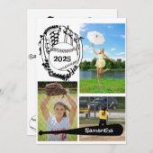 ソフトボール/野球3フォトコラージホワイト 案内状 (正面/裏面)